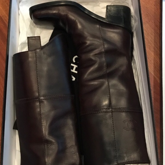 CHANEL Shoes - Chanel mahogany brown riding boots size 6.5 or 37